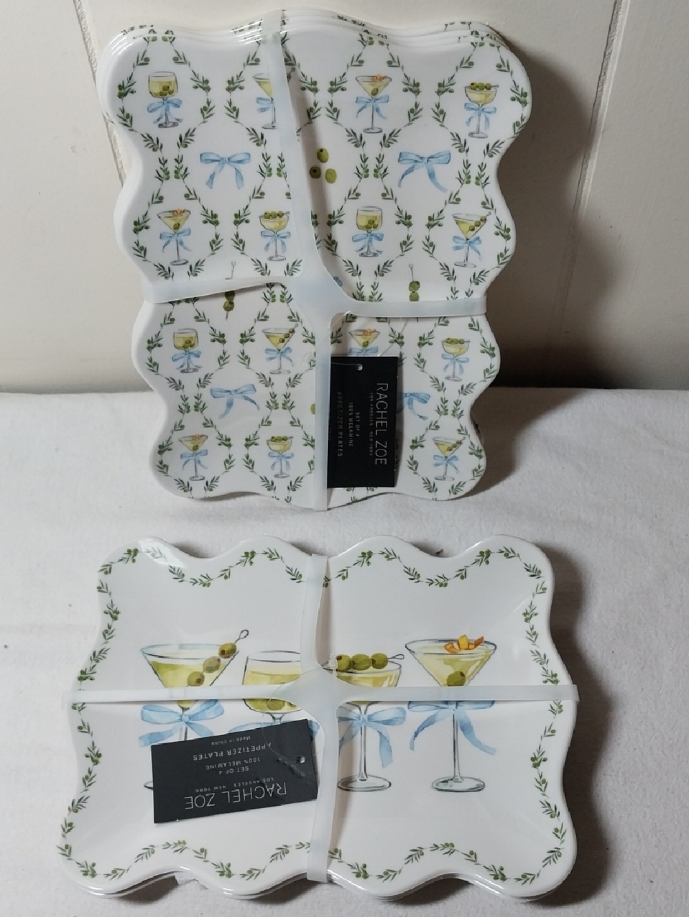 Rachel Zoe Martini Appetizer Plates 8 Melamine Plates NWT